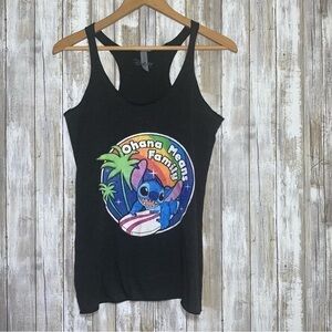 Disney Stitch Ohana Printed Black Tank
